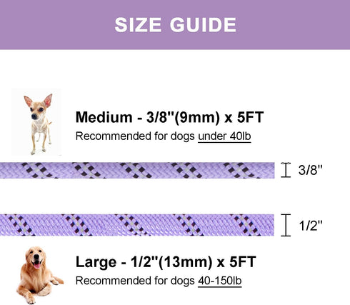 5 FT Heavy Duty Slip Lead Dog Leash for Small Medium Large Dogs, No Pull Training Lead (Lavender Stripe, Medium(3/8"))