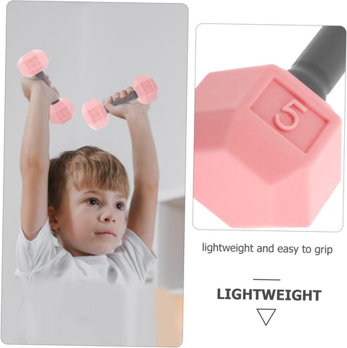 2pcs 0.4lb 4.52 1.69 1.49inch, Totority Mini Dumbbells for Kids Silicone Hand Weights, Pink Toddler Exercise Toys, Home
