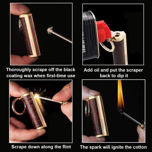 Permanent Match Lighter, Flint Fire Starter Keychain, Emergency Survival Gear for Camping, Hiking