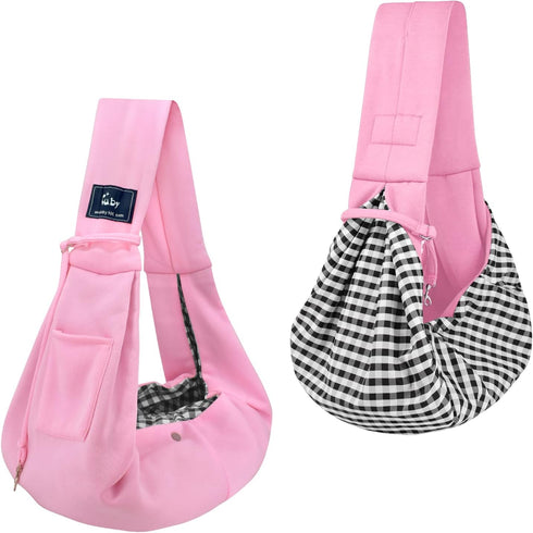 CUBY Dog and Cat Sling Carrier - Hands Free Reversible Pet Papoose Bag for Puppy, Small Dogs Cats Outdoor, Pink