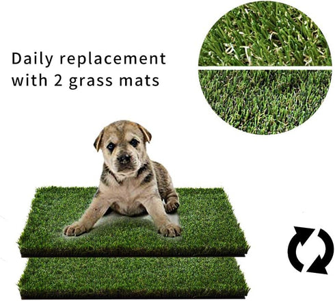 HQ4US 4LEGS (2315) 2 Dog Grass Pad with Foldable Dog Litter Box, Small Liner Base for Balcony, Artficial Grass Pee Pads