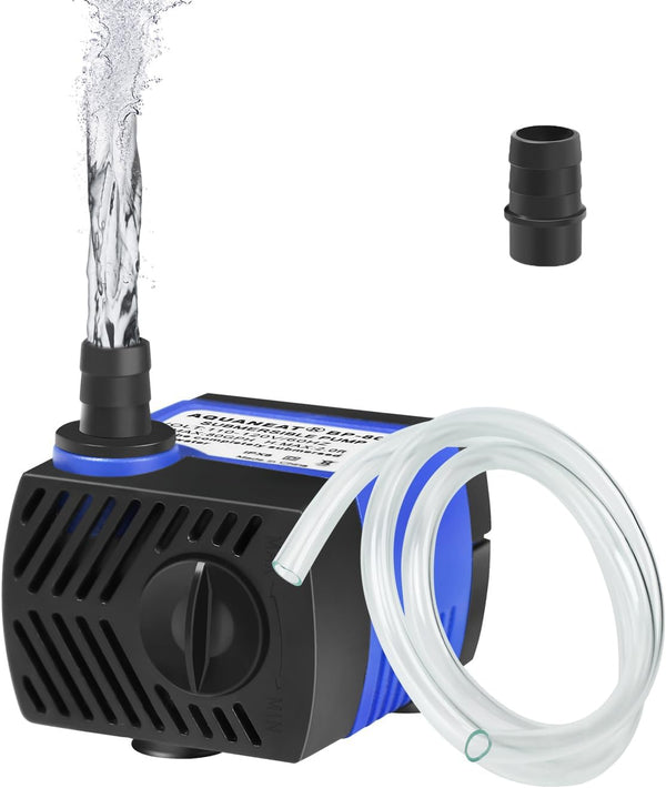 AQUANEAT Small Fountain Pump, 80 GPH Mini Submersible Water Pump with 3.3 ft Tubing for Aquarium