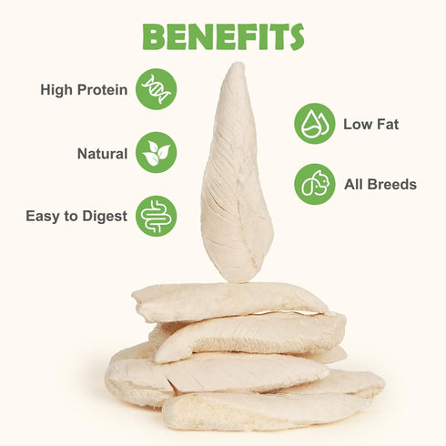 MON2SUN 9.2oz Freeze Dried Chicken Breast Dog & Cat Treats - Whole Cut, Single Ingredient, High Protein, Grain & Gluten