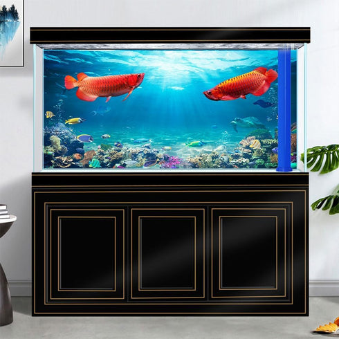 36X24IN Aquarium Background Under The Sea Coral Reef Scenery Backdrop Terrarium Background Underwater Marine Organism Fish Tank Background with 10EVA Double-Sided Tape