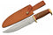 SZCO Supplies 12.25" Inlay Wood Handled Outdoor Hunting Knife With Leather Sheath