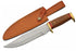 SZCO Supplies 12.25" Inlay Wood Handled Outdoor Hunting Knife With Leather Sheath