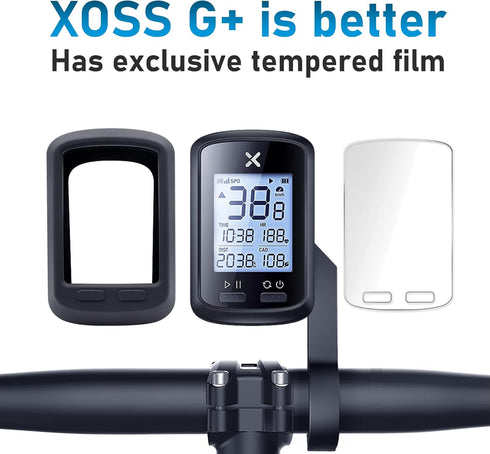 XOSS G+ GPS Bike Computer with Mount, Wireless Bluetooth Cycling Speedometer, Multifunctional Odometer, IPX7 Waterproof
