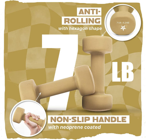Yes4All Neoprene Coated Dumbbell Hand Weight Sets of 2, Multiple Weight Options, 15 Colors
