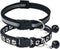CHBORCHICEN 2-Pack Adjustable Footprint & Reflective Cat Collar with Bell - Basic Dog Cat Collar (Small, Black)