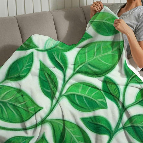 PALNKART Cozy 40x50in Leaf Pattern Warm Decorative Blanket for Sofa Bed Travel Camping Chair, Lightweight Flannel