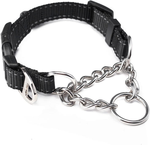 Mighty Paw Martingale Dog Collar 2.0, Trainer Approved Limited Slip Collar with Heavy Duty Buckle, Medium, Black