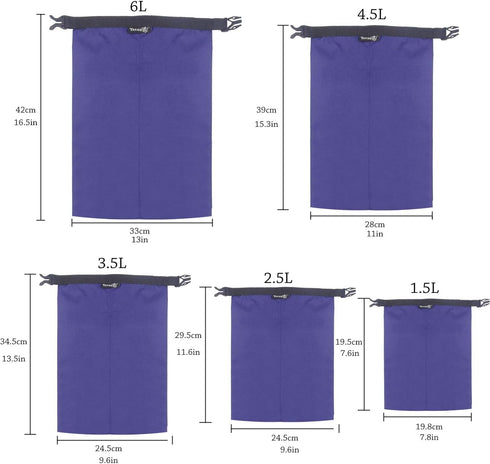 TRENDBOX Roll Top Waterproof Dry Bag Kit, Storage Compression Bag Sack for Camping Travel