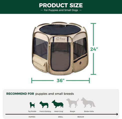 36 inchPatent FXW Gotent Unleashed Dog Playpen Designed for Indoor/Outdoor/Travel Use, Suitable for Puppy and Small