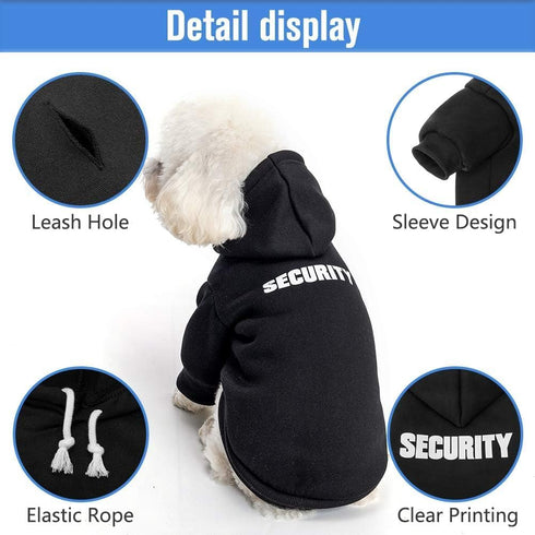SCENEREAL Security Dog Hoodie Sweaters for Small Medium Large Dogs, Soft Cotton Brushed Fleece Coat with Hat, Classic