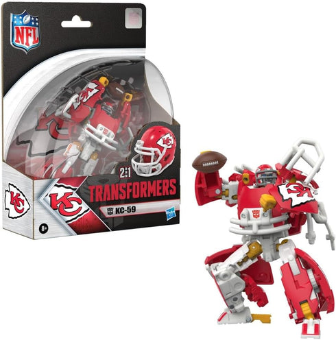 KC-59, 5.5-Inch 8+ Transformers NFL Kansas City Chiefs Action Figure Changes from Robot to Helmet, Football Toys