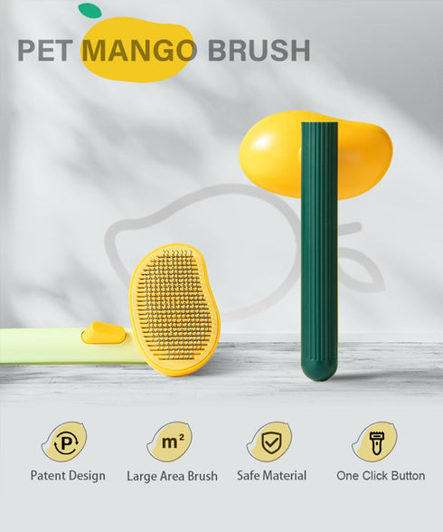 Cute Mango Self Cleaning Dog & Cat Brush for Shedding and Deshedding, Deep Cleaning Pet Brushes
