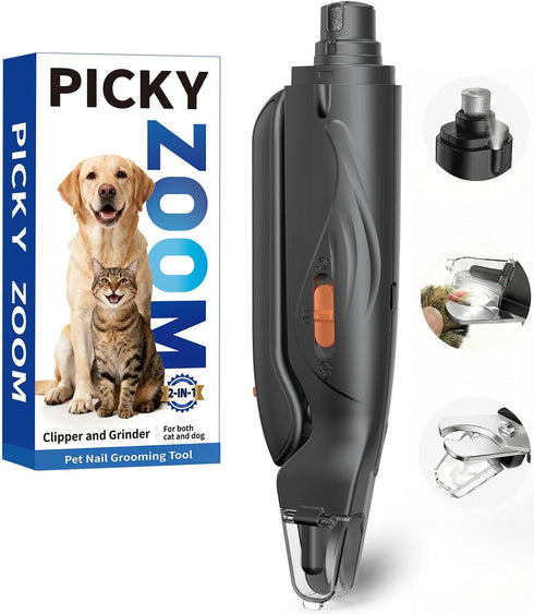 Picky zoom 2-in-1 Dog & Cat Nail Clippers and Grinder with Light Safety Guard
