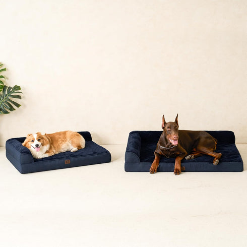 EHEYCIGA XL Memory Foam Dog Bed, Orthopedic Waterproof Egg Crate Couch Bed, Washable Cover, Navy