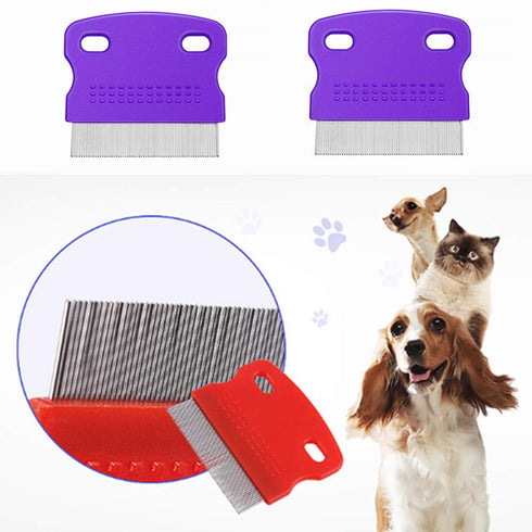 qiangXINGYai 3Pcs Grooming Kit with Handle: Flea Remover Combs for Long Hair Dogs and Cats (Random Color)