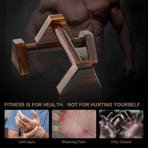 Push-up Stand, 2 PCS Wood Pushup Bars, Non-Slip Base Exercise Home Workout Equipment, 30CM Wooden Parallettes
