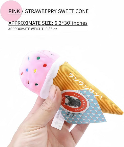 Generic Dog Plush Squeaky Toys Fruit & Dessert Series, Soft Chew Toys for Small, Medium & Large Dogs, Interactive
