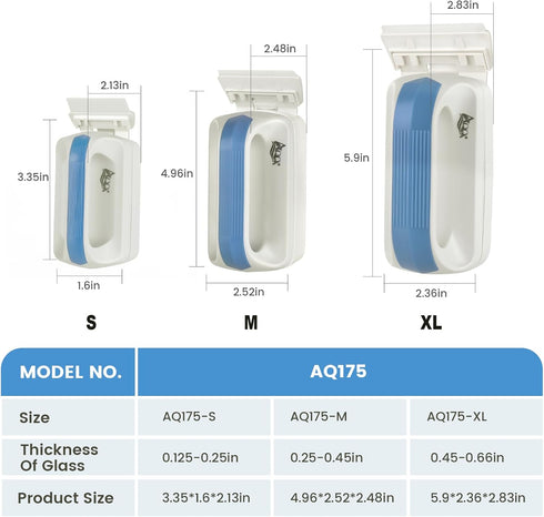 2 0.45-0.66 inch AQQA Aquarium Magetic Glass Cleaner Brush with Detachable Scrapers Floating Fish Tank Cleaning Tools