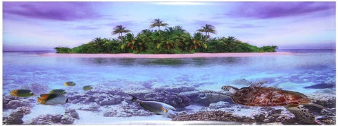 3D Effect Aquarium Fish Background Coconut Tree Beach Double-Sided Adhesive Wallpaper Decor (91 * 50cm)