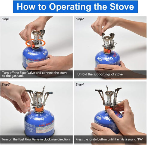Odoland 12pcs Camping Cookware Mess Kit with Mini Stove, Lightweight Pot Pan Kettle with 2 Cups for Outdoor Camping