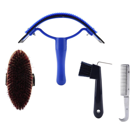 Set, 10 Set Horse Cleaning Tool Piece Horse Grooming Kit Assorted Hair and Curry Brushes, Hoof Pick, Sweat Scraper
