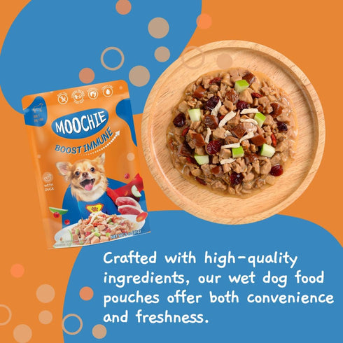 MOOCHIE Grain Free Wet Dog Food for Small Breed, Duck with Cranberry, 3 oz x 12 Pouches