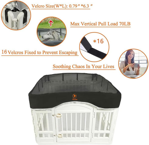 PJYuCien Dog Playpen Mesh Top Cover, Fits 36 Inch 4 Panels Plastic Exercise Pet Pen, Black