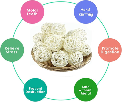 Tfwadmx 10 Pcs Willow Ball, Bird Foraging Toys, Small Animal Chew Toy for Parrot, Macaw, Hamster, Guinea Pig