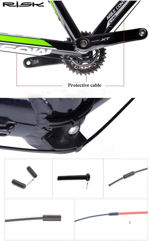 Universal Bicycle Brake & Shift Derailleur Cable Complete Set with Aluminum End Caps for Mountain Road MTB Bike