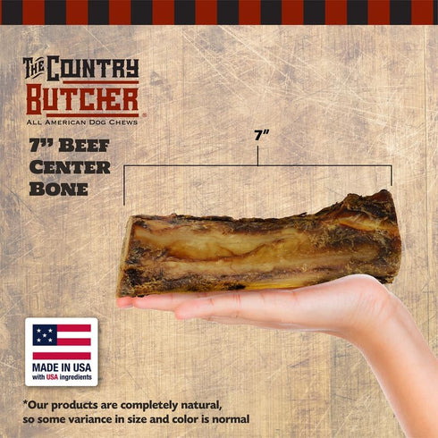 COUNTRY 7" 3 Count THE BUTCHER Beef Marrow Dog Bones for Aggressive Chewers, Large Breed Dog Treat, Natural, Tough