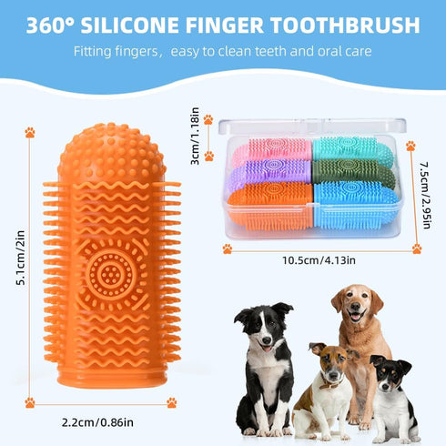 Sarnxgr 6Pcs Toothbrush,360 Silicone Dog Dog Tooth Brushing Kit,Finger Toothbrush,Cat Tooth Brush,Teeth Cleaning,Dogs