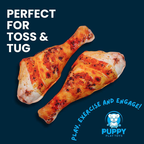 Puppy Play Toys 5-Pack: Set Squeaky Dog Toys Realistic Steak, Chicken Leg & Shrimp Plush Chew Toys for All Dog Sizes