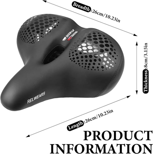 Wide Bike Seat Cushion for Men & Women -Extra Comfort Bicycle Seat,Bike Saddle for Mountain Bikes,Exercise