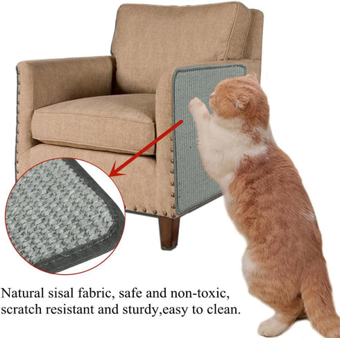 Natural Sisal Cat Scratching Pad, Anti-Slip Cat Scratch Mat for Furniture Protection, Post Tree Ramp Cardboard