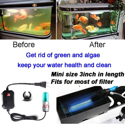 3W Aquarium Clean Light Fish Tank Algae Clean Light Green Water Clean Fish Tank Water Clean Lamp for Sump Pond Filter Tank by JackSuper