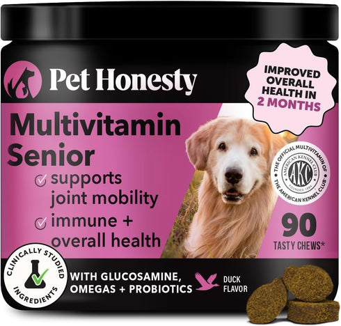 Senior Dog Multivitamin - Essential Vitamins and Supplements for Dogs Health & Heart - Duck 90 ct