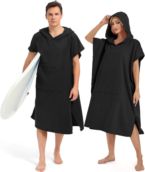 Abahub Surf Poncho Men & Women Towel Poncho Adult with Hood, Thick