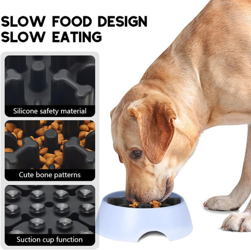 Slow Feeder Dog Bowls Insert - Animire Soft Silicone Anti-Choking Puzzle Feeder, Compatible with Elevated Dog Bowls