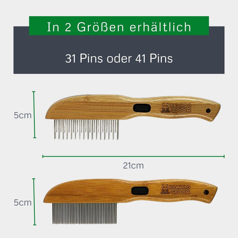 alcott Bamboo Groom Rotating Pin Comb with 41 Rounded Pins for Pet Grooming