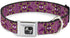 Buckle-Down Seatbelt Buckle Dog Collar - Large Cute Skulls w/Paisley Purple/Pink/Green, 1" Wide, Fits 15-26" Neck