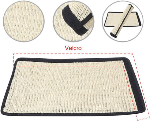 Cat Scratcher Mat with Interactive Mouse Toy, Natural Sisal Table Leg Scratch Wrap for Flexible Installation