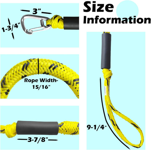316 (1, 7 Single Hook Bungee Dock Lines Heavy-Duty Elastic Mooring Ropes for Boats, PWCs & Kayaks | Adjustable PVC