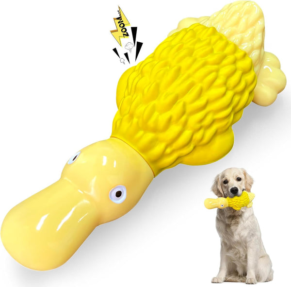 Dog Toys for Aggressive Chewers, Tough Large Squeaky Dog Toys for All Breed Sizes (Yellow)