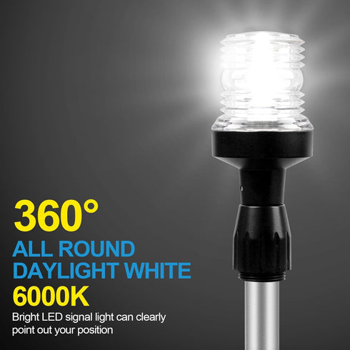 Obcursco Telescoping Pole Boat Stern Light with Base, 3NM 360 Degrees LED Anchor Light for Boats
