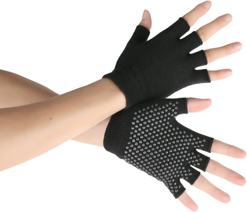 YL TRD 2 Packs of Non-Slip Fingerless Yoga Gloves, Exercise Workout Gloves