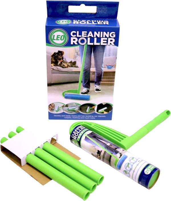 Leo Large 10-Inch Wide Lint Roller Refills, 25 Sheets with Extendable Handle to 45 Inch for Household Cleaning